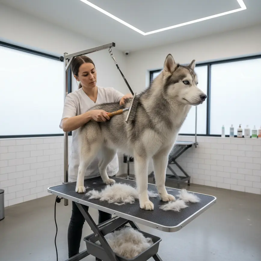 Dog Using Tools Grooming Double Coat Dogs: Best Tools and Techniques